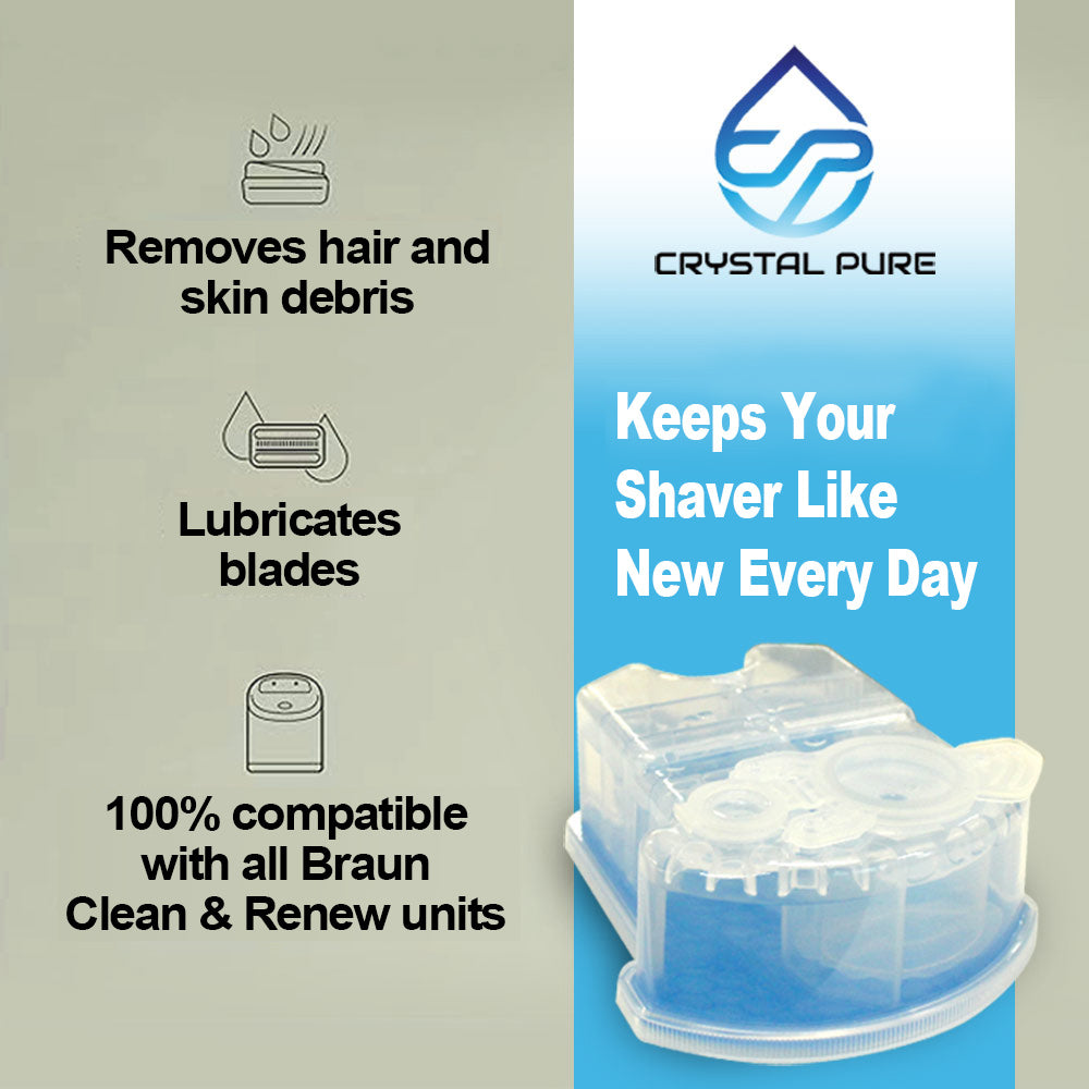 Crystal Pure Cartridge Refills for Braun Clean & Renew Compatible with All SmartCare Cleaning Centers Shavers 12-Pack