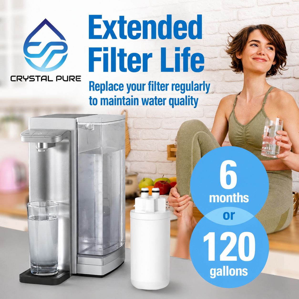 Replacement Water Filter Cartridge for Brita Hub Instant Powerful and Compact Countertop Water Filter System