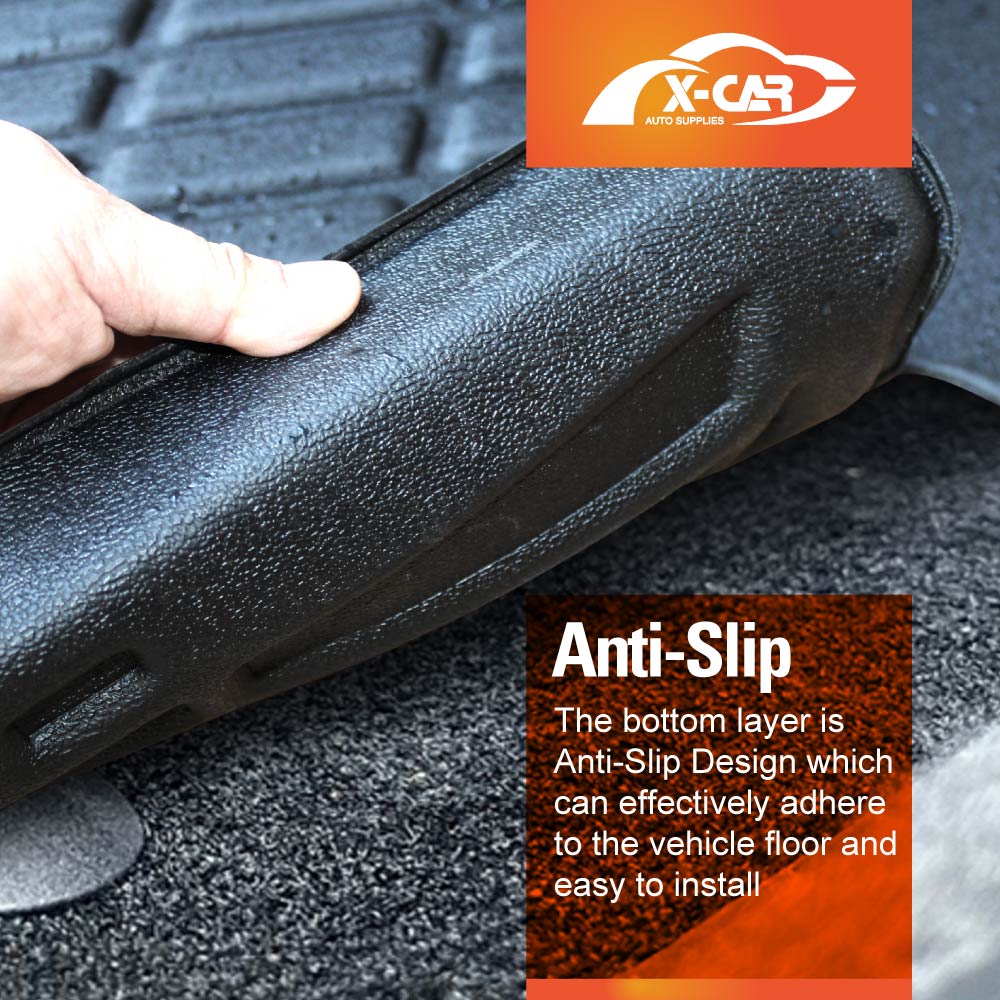 3-Pcs Boot Liner Floor Mats Set for Ford Everest 2022-Onwards All Weather Heavy Duty Cargo Kick Mats Back Seat Protector Cover