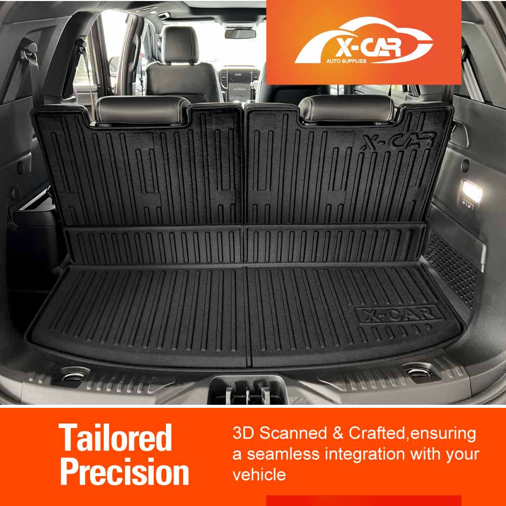 3D Floor Mats Boot Liners Set for Ford Everest SUV 2015-2022 All Weather Heavy Duty Cargo Kick Mats Back Seat Protector Cover