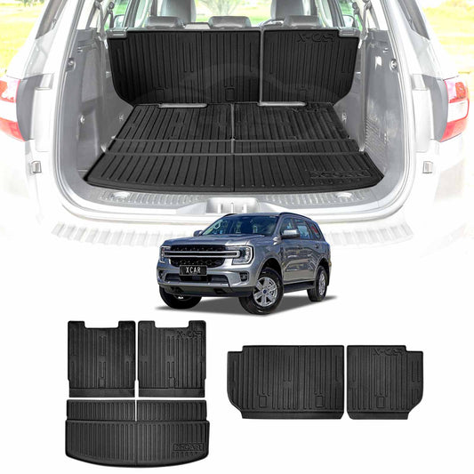 Boot Liners Set for Ford Everest 2022-Onwards All Weather Heavy Duty Car Trunk Back Seat Protector Cargo Kick Mats