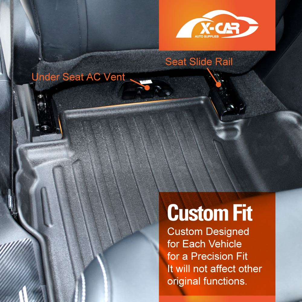3-Pcs Boot Liners Floor Mats Set for Ford Everest 2022-Onwards All Weather Heavy Duty Cargo Trunk Carpet Liner Set