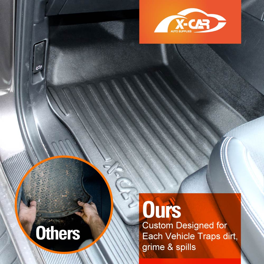 3D Floor Mats Boot Liner Set for Ford Everest 2022-Onwards All Weather Heavy Duty Cargo Kick Mats Back Seat Protector Cover