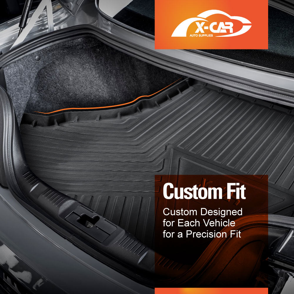 3D Floor Mats Boot Liner Set for Ford Mustang 2015-Onwards All Weather Heavy Duty Cargo Car Trunk Luggage Tray