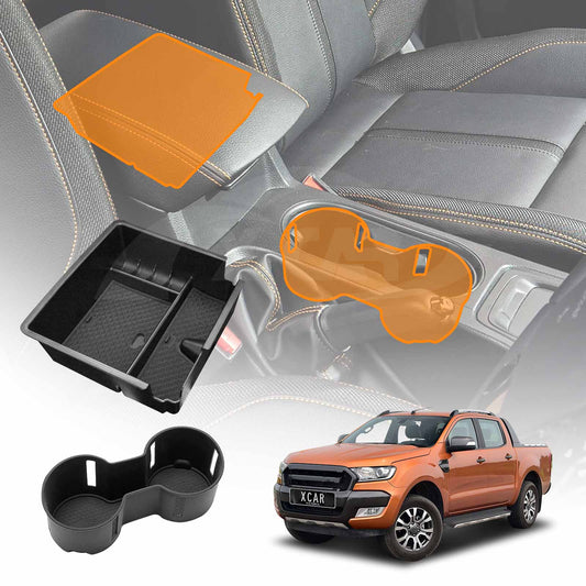 Centre Console Organizer Tray for Ford Ranger Dual Cab 2011-2022 Armrest Storage Box Cup Holder Car Interior Accessories