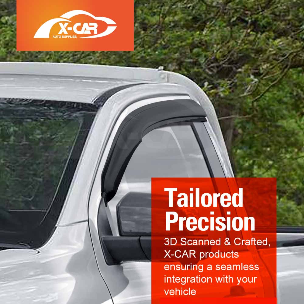 Weathershields for Ford Ranger Single Cab 2022-2025 Extended Coverage Window Visors Wind Deflectors 2-Piece Set