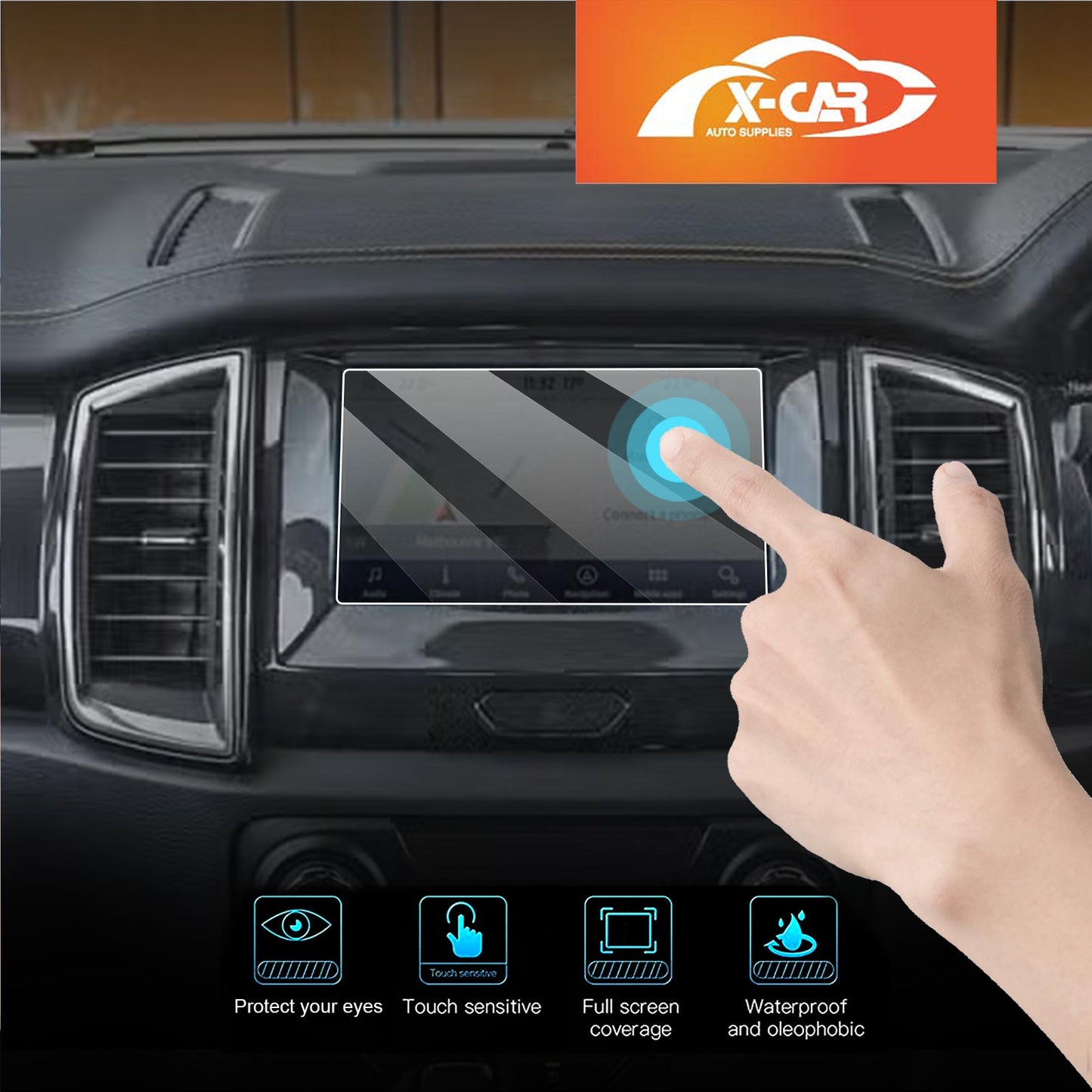 Tempered Glass Screen Protector for Ford Ranger PX PX2 PX3 2011-2022 Dual Cab Touchscreen Anti-Scratch Cover Accessories