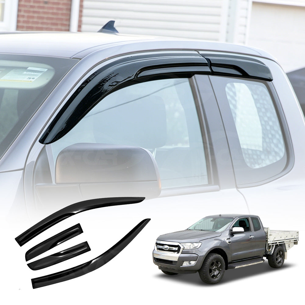 Weathershields for Ford Ranger Extra Super Cab 2011-2022 Car Weather Shields Wind Deflectors Window Sun Visor 4-Piece Set