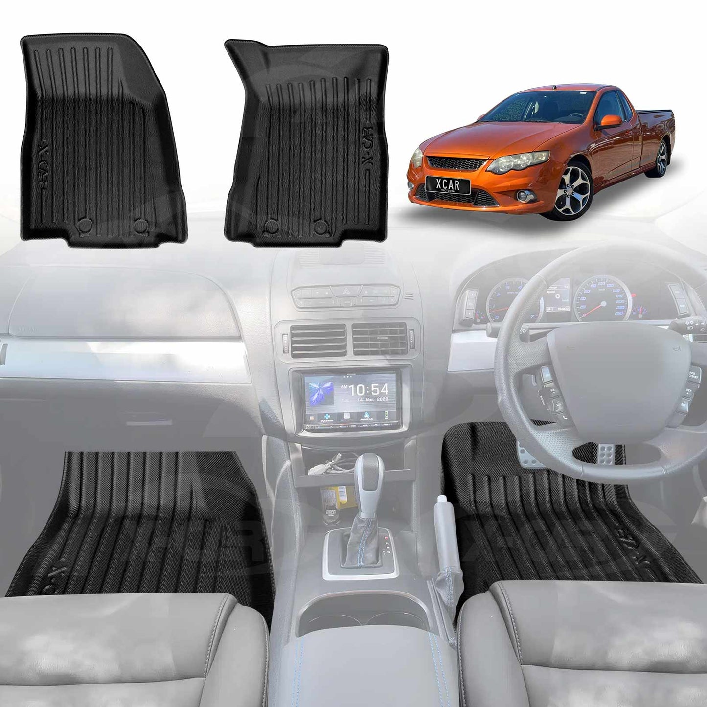 3D Floor Mats for Ford Falcon Ute FG 2008-2016 All-Weather Heavy Duty Customized Car Carpet Liners Full Set