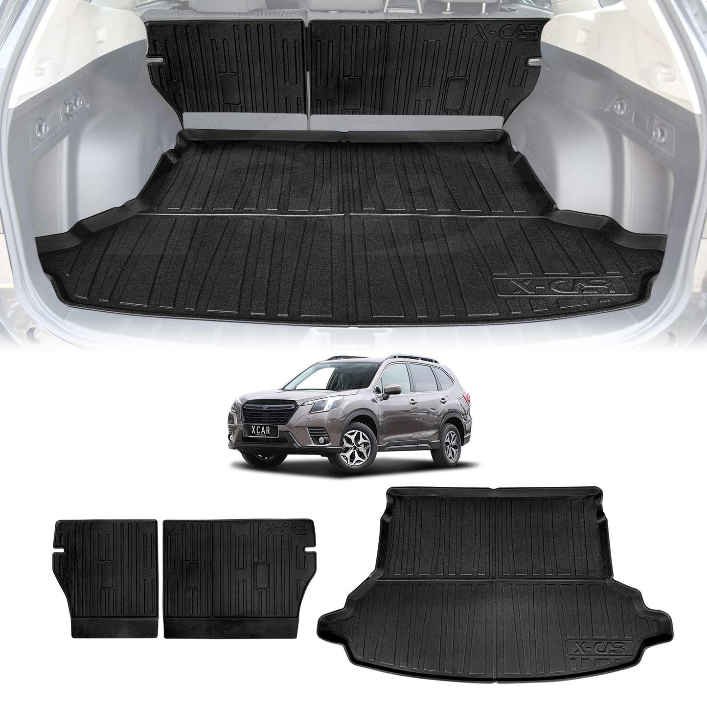 Boot Liner Back Seat Protector for Subaru Forester 5th Gen 2018-2025 Without Subwoofer All Weather Heavy Duty Cargo Car Trunk Kick Mats