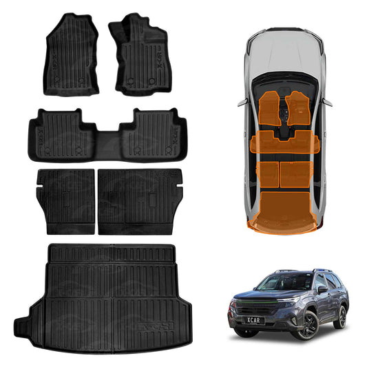 Floor Mats Boot Liner Set for Subaru Forester 6th Gen 2025-Onwards With Subwoofer Heavy Duty Car Trunk Cargo Kick Back Seat Cover