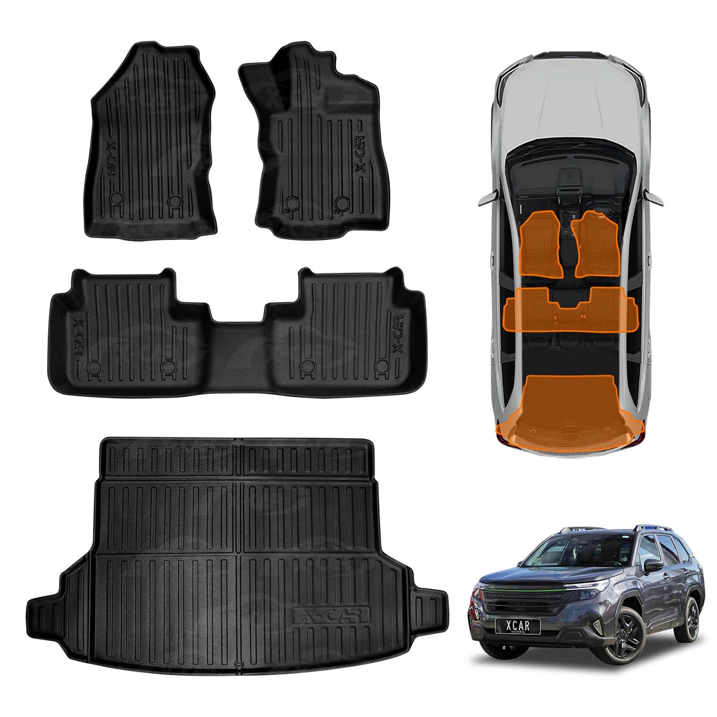 3D Floor Mats Boot Liner Set for Subaru Forester 6th Gen 2025-Onwards Without Subwoofer Heavy Duty Cargo Car Trunk Luggage Tray
