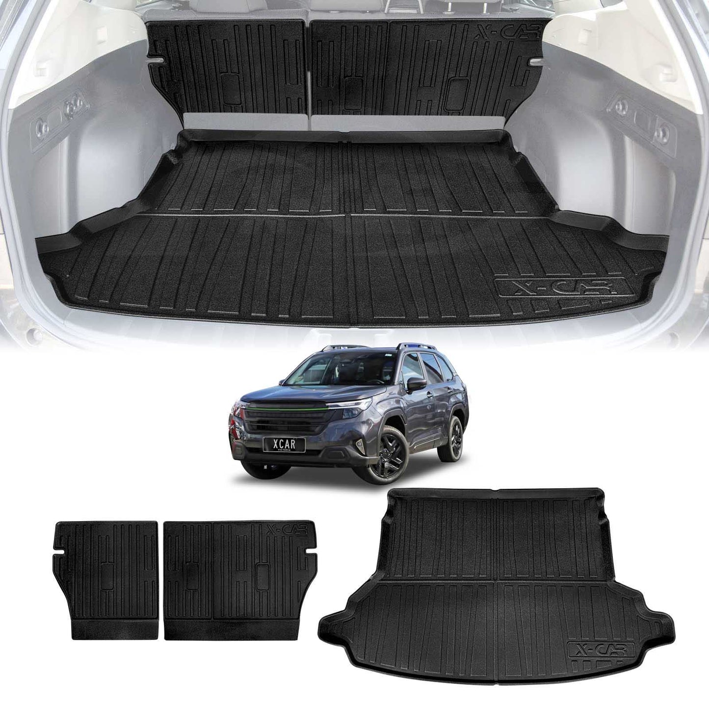 Boot Liner Back Seat Protector for Subaru Forester 6th Gen 2025-Onwards Without Subwoofer All Weather Heavy Duty Cargo Car Trunk Kick Mats