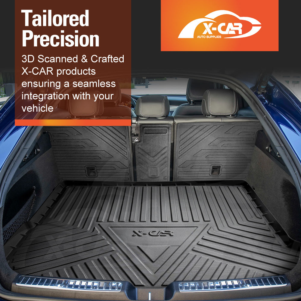 Boot Liner Kick Mats Set for Mercedes-Benz GLC Coupe 2016-2023 All Weather Heavy Duty Cargo Car Trunk Back Seat Protector