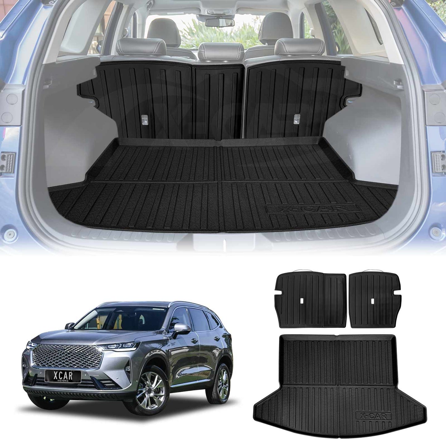 Boot Liner Set for GWM Haval H6/H6 GT 2021-Onwards All Weather Heavy Duty Car Trunk Back Seat Protector Cargo Kick Mats