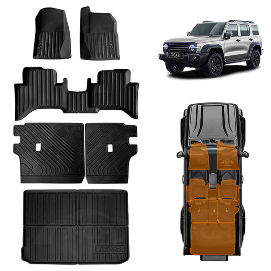 3D Floor Mats Boot Liner Set for GWM Tank 300 Tank300 2023-Onwards All Weather Heavy Duty Cargo Kick Back Seat Protector Cover