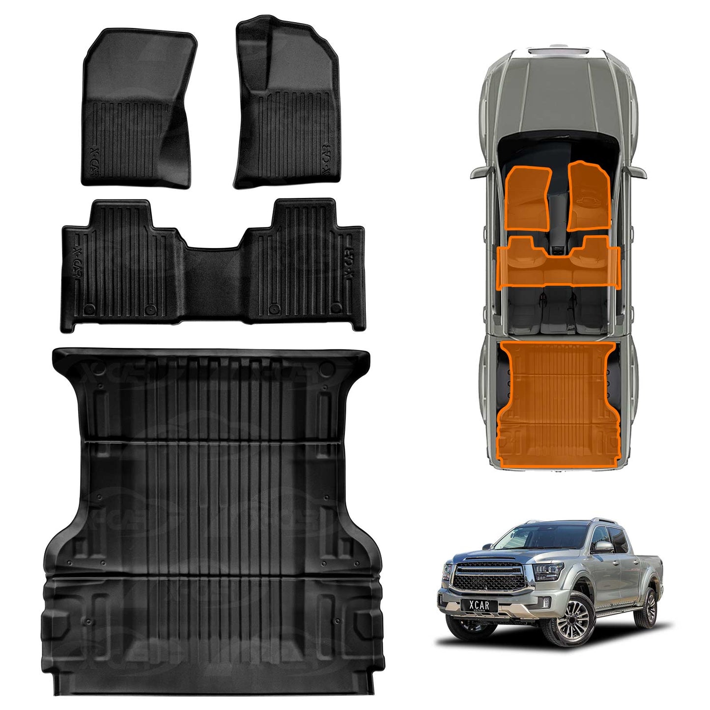 3D Floor Mats Tub Liner for GWM Cannon Alpha PHEV 2024-Onwards All Weather Heavy Duty Cargo Car Trunk Luggage Tray