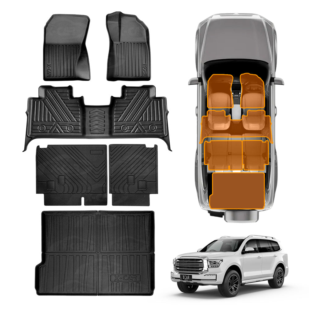 3D Floor Mats Boot Liner Set for GWM Tank 500 Tank500 PHEV 2024-Onwards All Weather Heavy Duty Cargo Kick Back Seat Protector Cover
