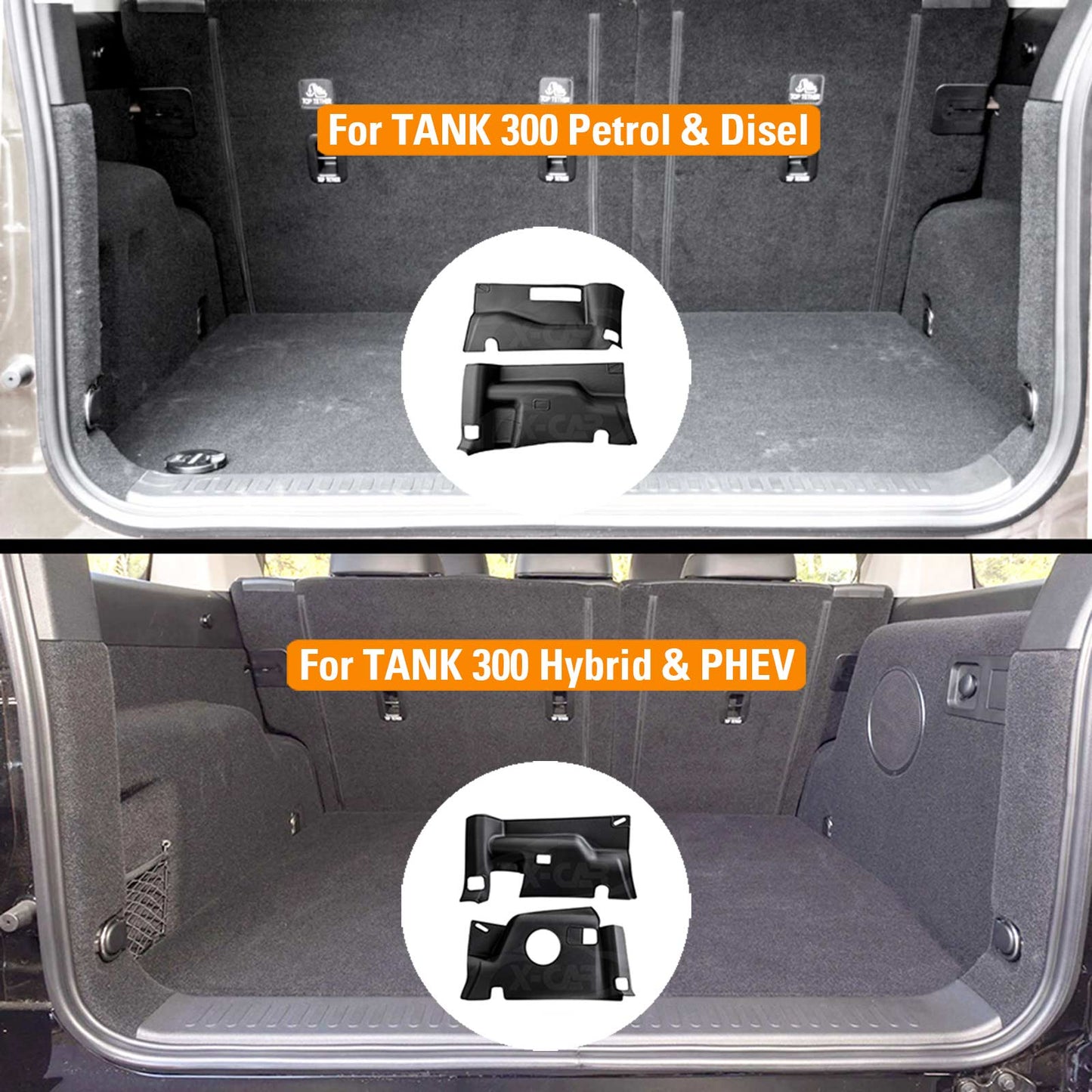 Boot Side Protector Mats for GWM Tank 300 Tank300 HEV & PHEV 2023-Onwards Rear Trunk Side Cover Interior Accessories