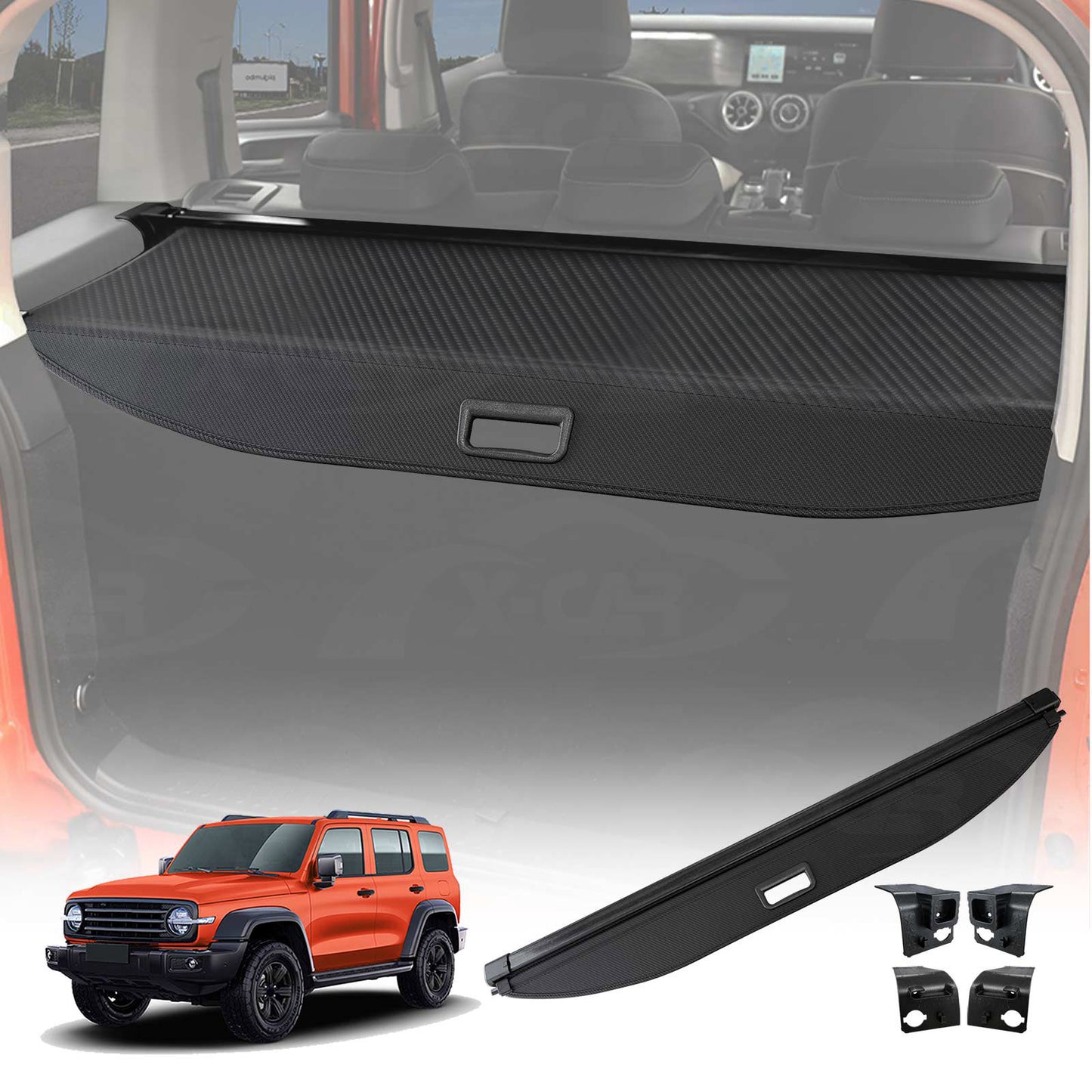 Retractable Cargo Cover for GWM Tank 300 Tank300 2023-Onwards  Rear Rack Partition Shelter Canvas Trunk Luggage Security Shield Shade