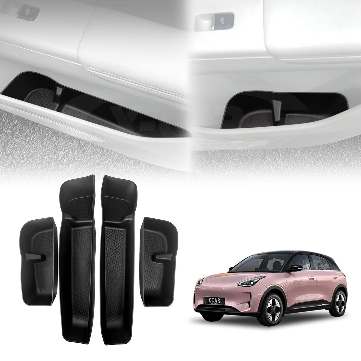 Car Door Side Storage Box Trays for Geely EX2 EX 2 2026-Onwards Front & Rear Row Set of 4 Organiser Accessories