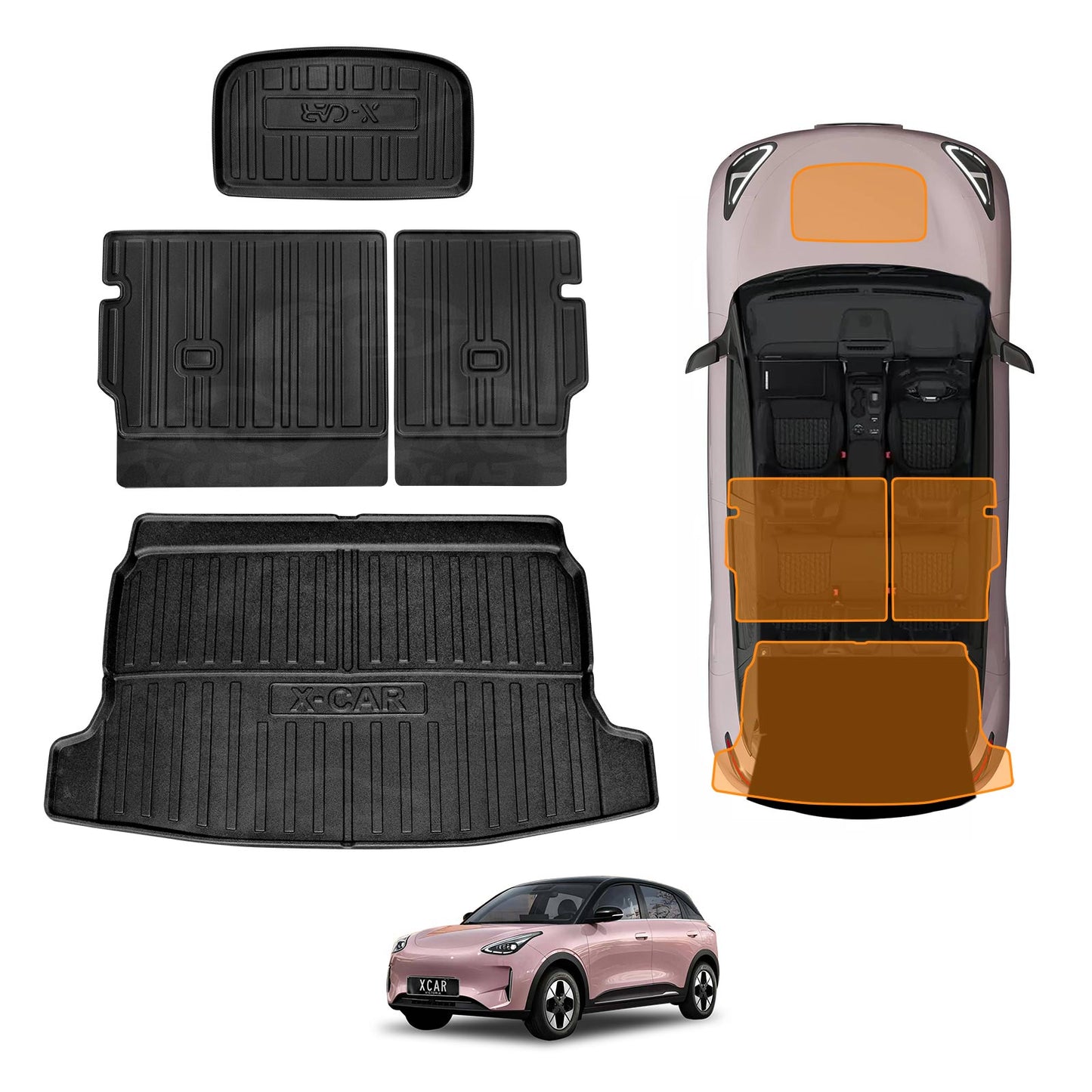 Interior Boot Liners Set for Geely EX2 EX 2 Hatch 2026-Onwards All Weather Heavy Duty  Cargo Car Front Trunk Kick Mats Cover Luggage Tray