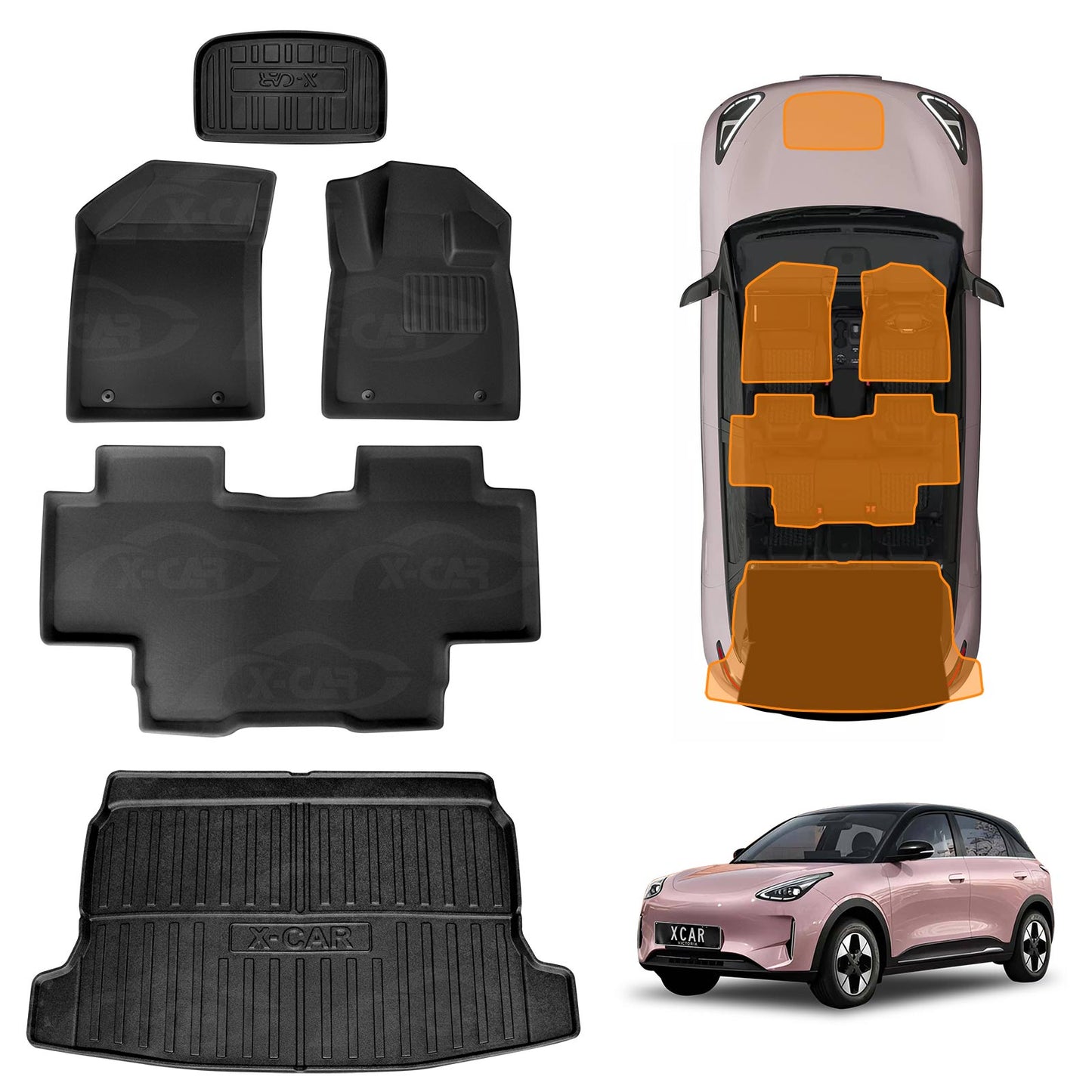3D Floor Mats Boot Liner for Geely EX2 EX 2 Hatch 2026-Onwards All Weather Heavy Duty Toolbox Cargo Car Trunk Luggage Tray