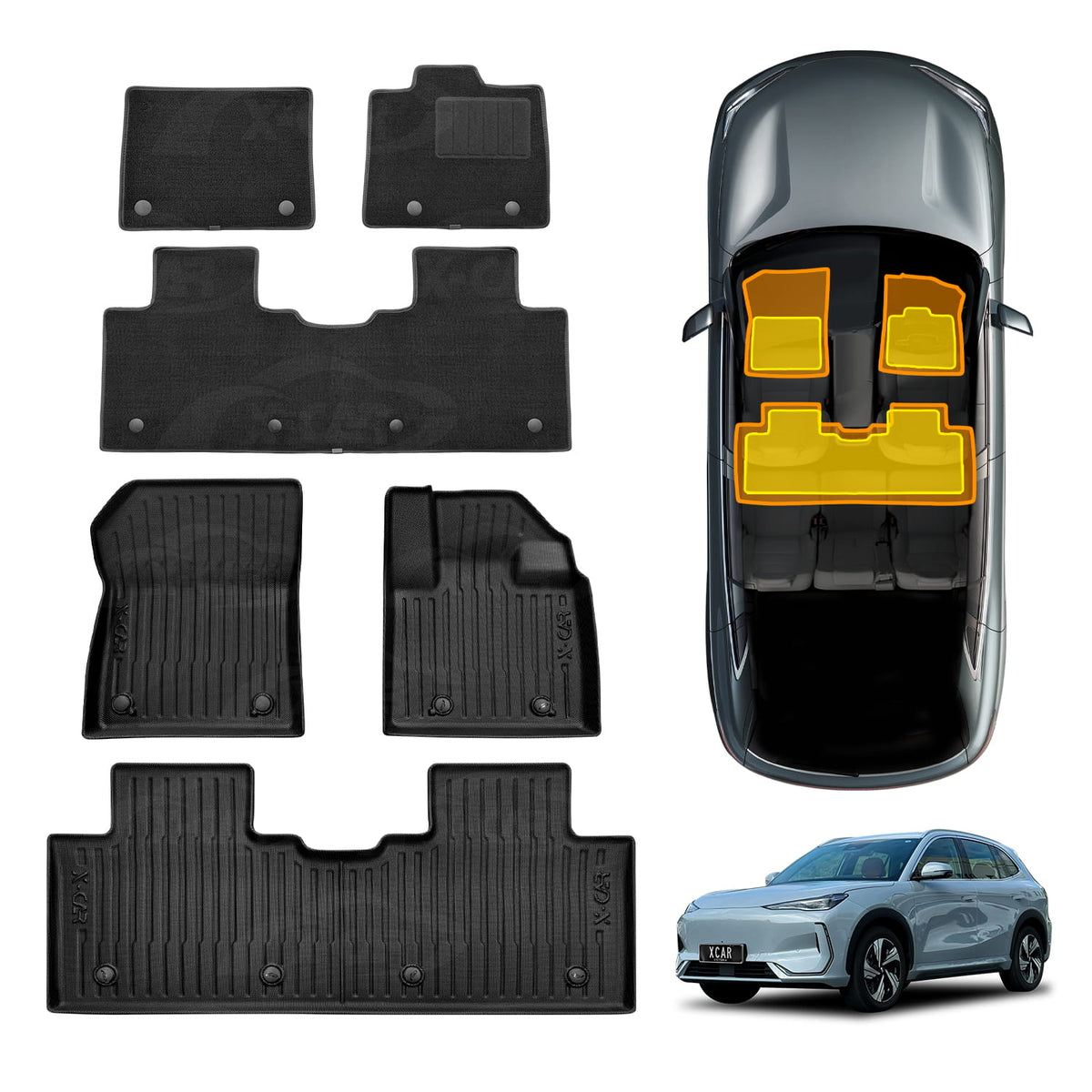 Premium Floor Mats for Geely EX5 2025-Onwards Heavy Duty All Weather Double Layer TPE Carpet Car Interior Liner Set