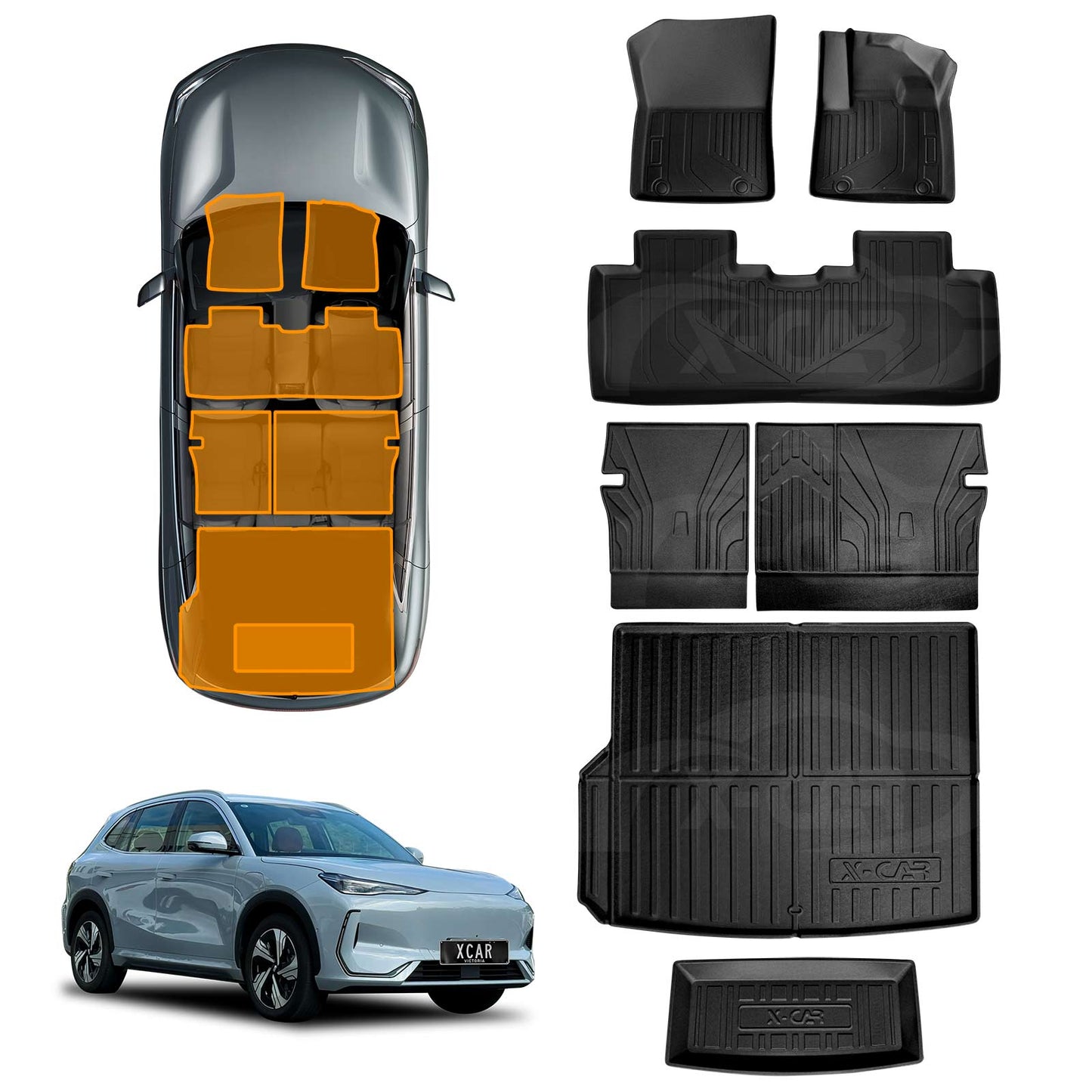 3D Floor Mats Boot Liner Set for Geely EX5 2025-Onwards All Weather Heavy Duty Toolbox Cargo Car Trunk Back Seat Kick Cover Luggage Tray