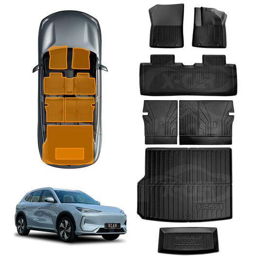 3D Floor Mats Boot Liner Set for Geely EX5 2025-Onwards All Weather Heavy Duty Toolbox Cargo Car Trunk Back Seat Kick Cover Luggage Tray