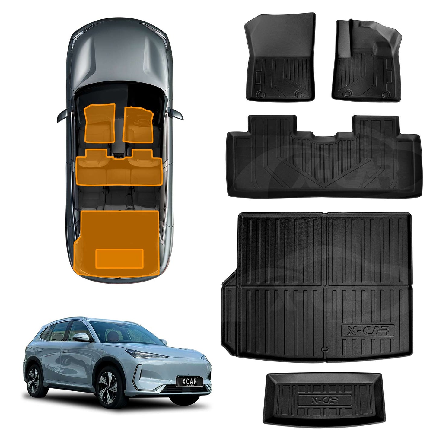3D Floor Mats Boot Liner Set for Geely EX5 2025-Onwards All Weather Heavy Duty Toolbox Cargo Car Trunk Luggage Tray