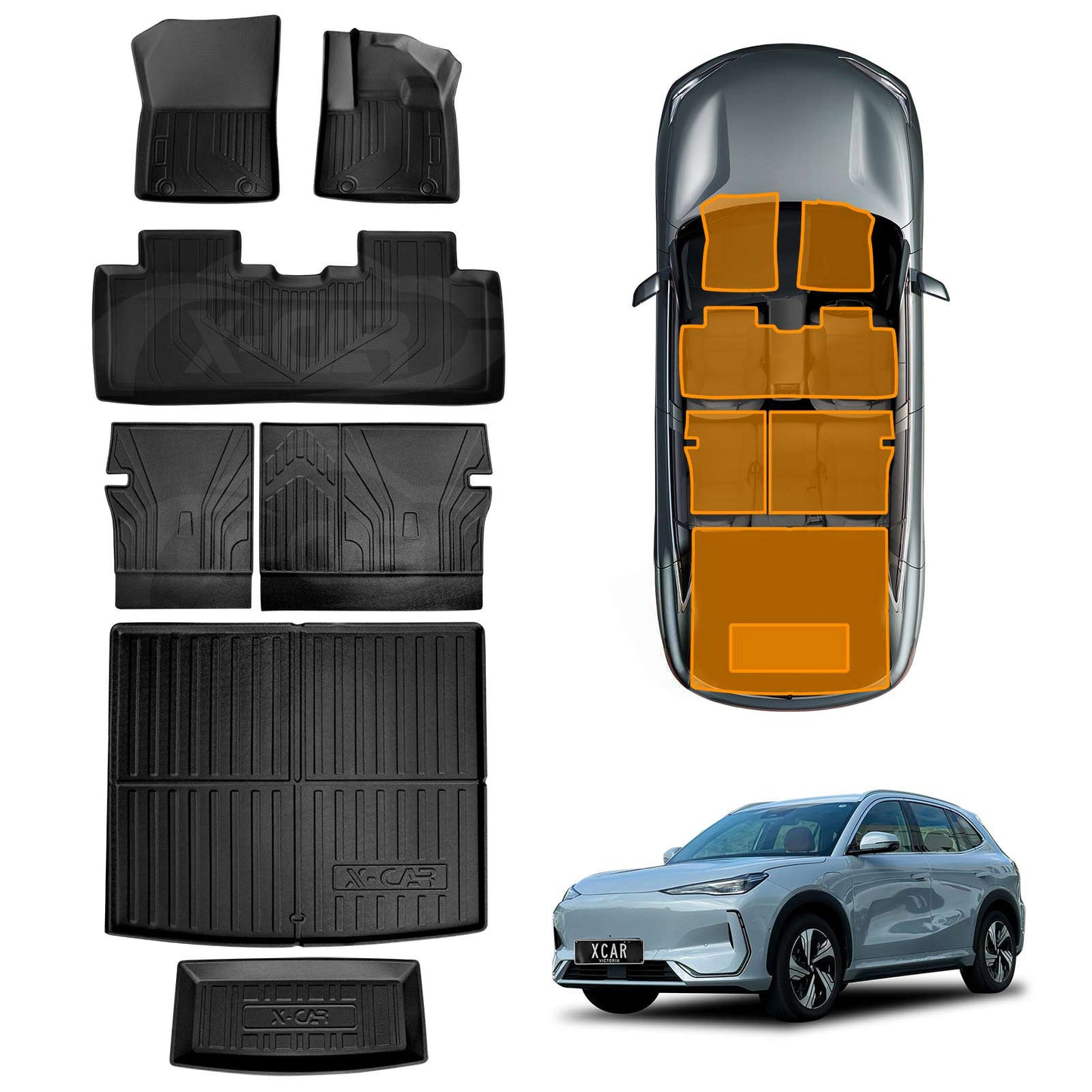 3D Floor Mats Boot Liner for Geely EX5 2025-Onwards No Subwoofer All Weather Heavy Duty Toolbox Cargo Car Trunk Back Seat Kick Cover