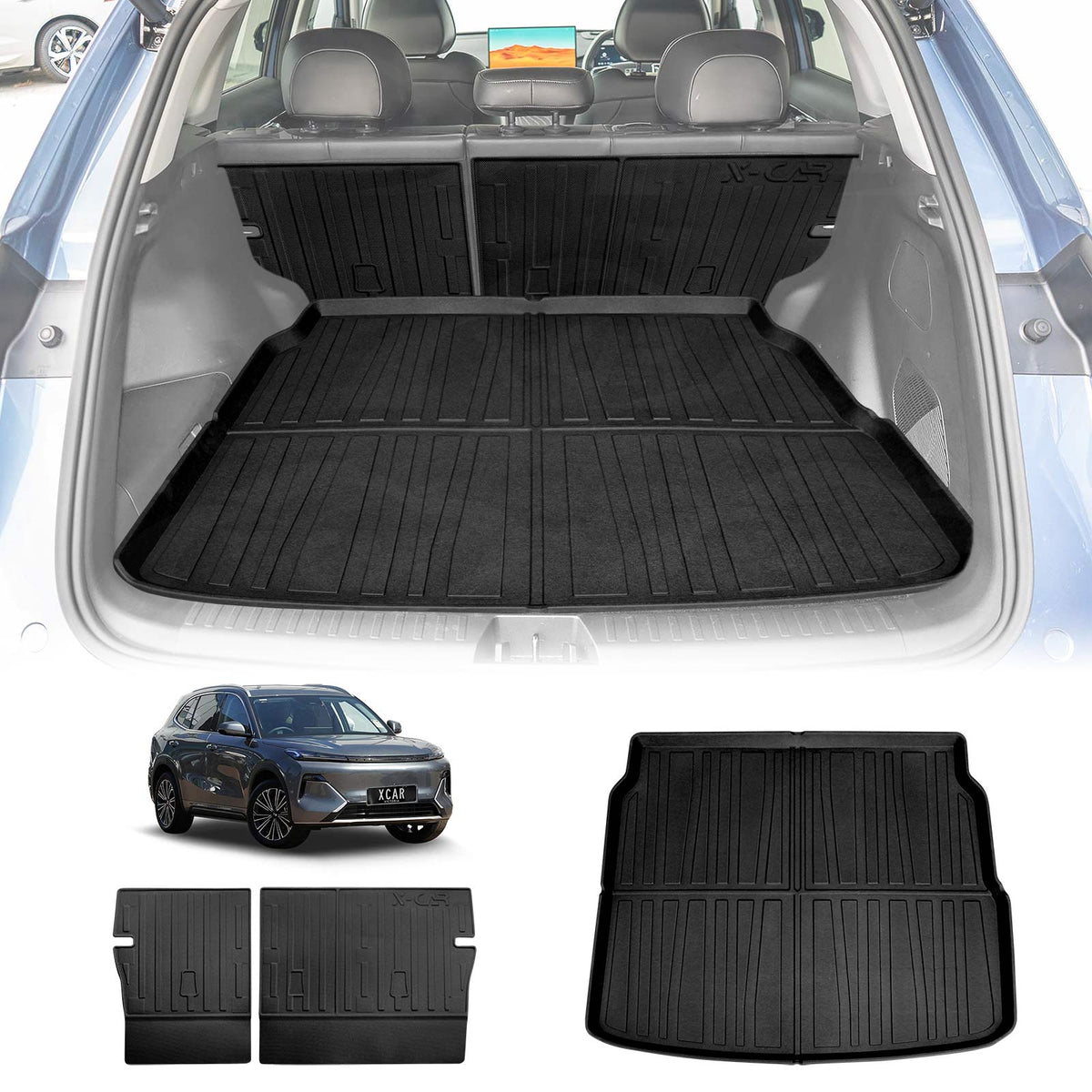 Boot Liner Kick Mats Set for Geely Starray EM-i 2025-Onwards All Weather Heavy Duty Cargo Car Trunk Back Seat Protector