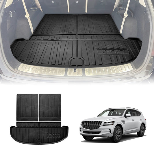 Boot Liners for Genesis GV80 7 Seater 2021-Onwards All Weather Heavy Duty Cargo Trunk Mat Luggage Tray Car Accessories 3 Pcs Set