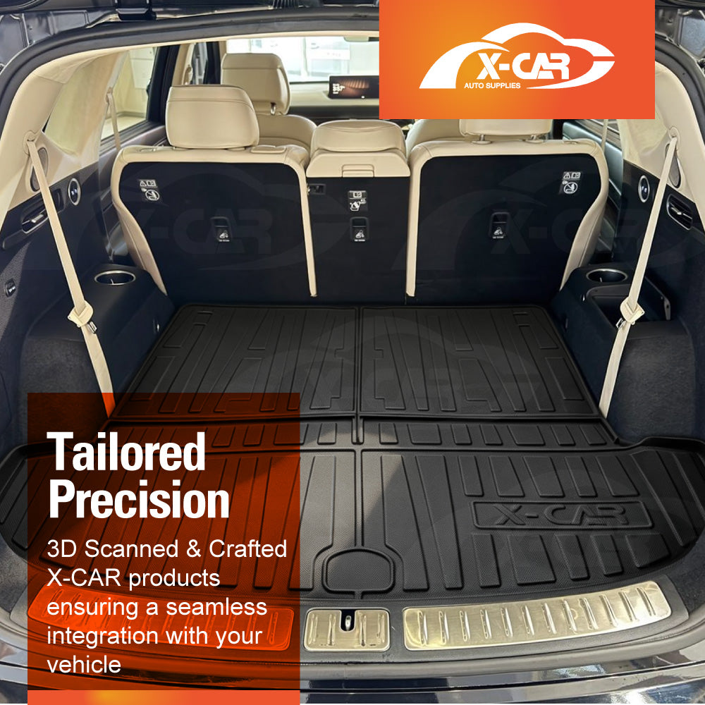 Boot Liners for Genesis GV80 7 Seater 2021-Onwards All Weather Heavy Duty Cargo Trunk Mat Luggage Tray Car Accessories 3 Pcs Set