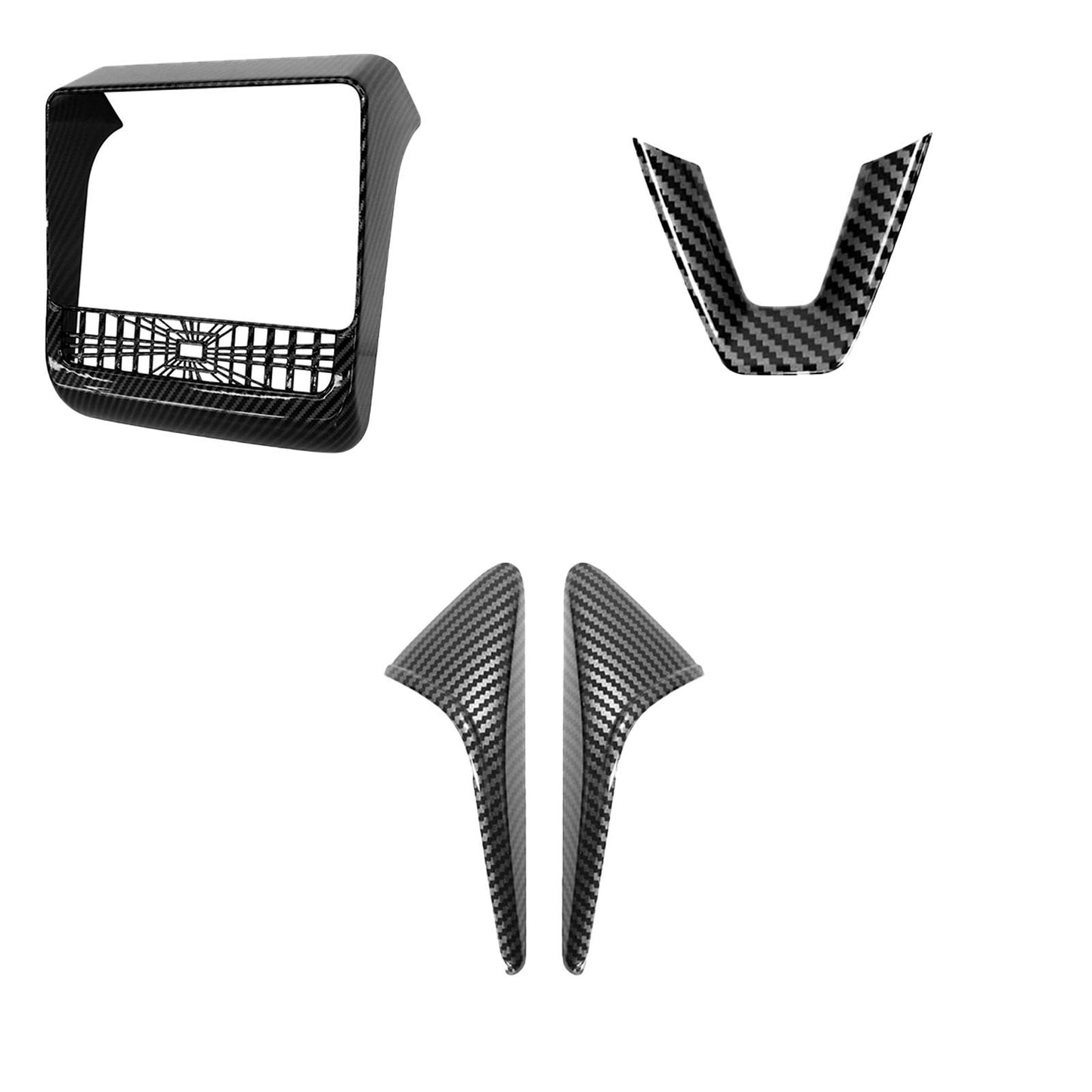 Carbon Fiber Style Panel Trim Set for Tesla Model Y Juniper 2025-Onwards Side View Camera Rear AC Vent Steering Wheel Accessories