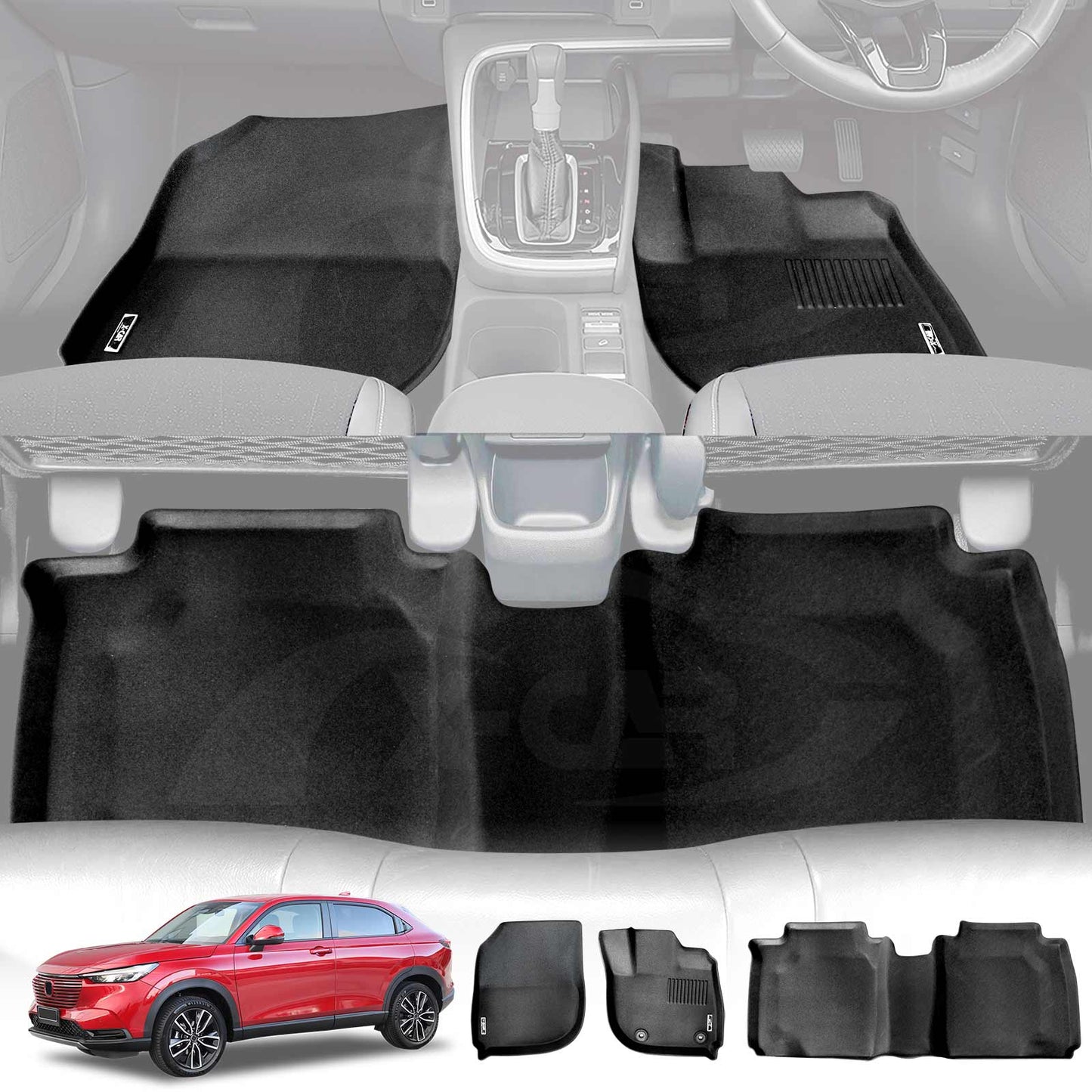 3D Car Floor Mats for Honda HR-V HRV 2022-2025 All-Weather Heavy Duty Carpet Liners