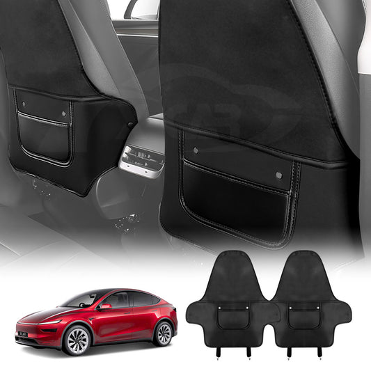 Car Seat Back Protectors for Tesla Model Y Juniper 2025-Onwards Kick Mats Cover Black Set of 2