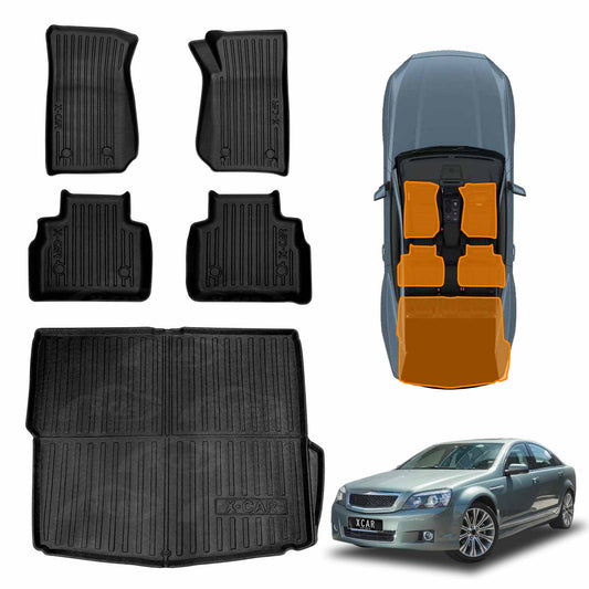 3D Floor Mats Boot Liner Set for Holden Caprice WN 2013-2017 All Weather Heavy Duty Cargo Car Trunk Luggage Tray