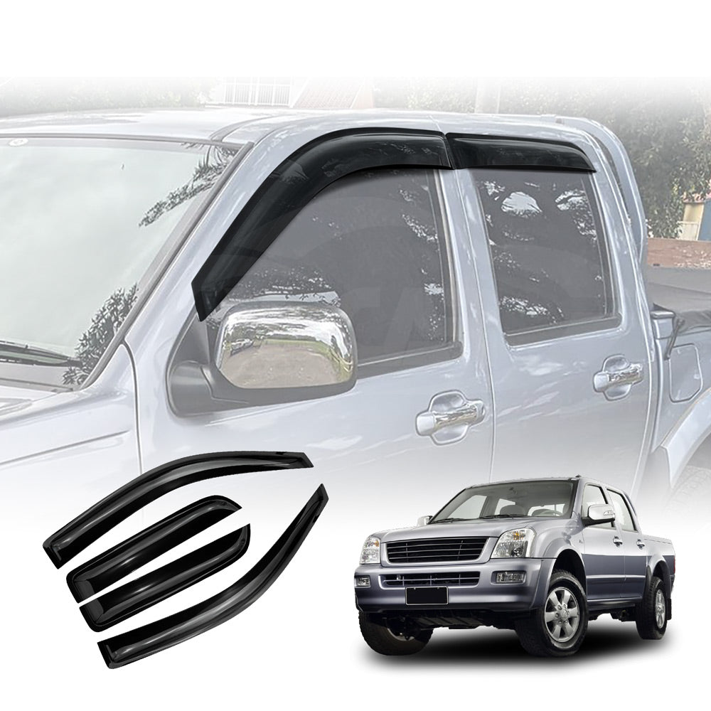 Weathershields for Holden Rodeo 2003-2008 RA Series Dual Cab Car Weather Shields Wind Deflectors Window Sun Visor 4-Piece Set