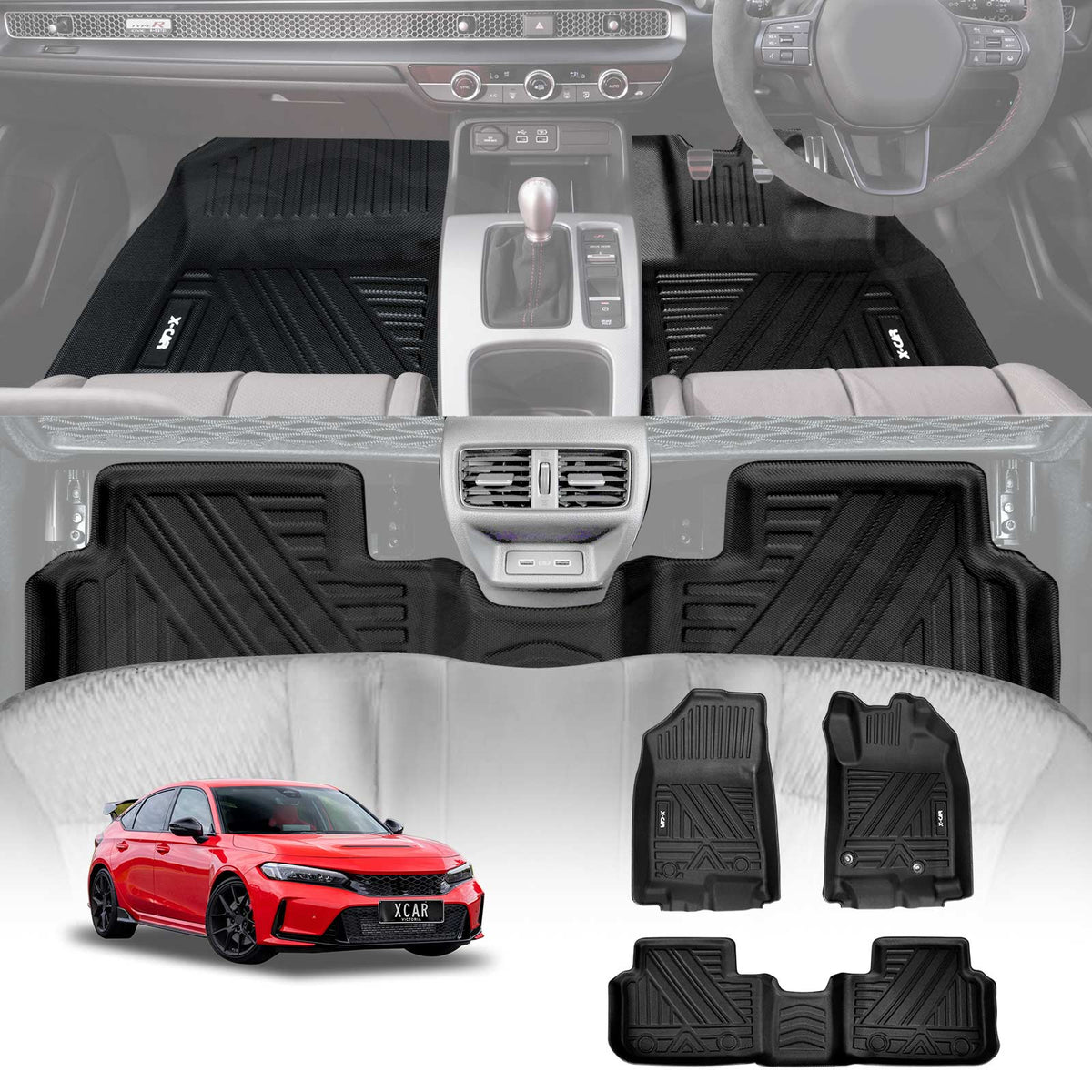 3D Floor Mats for Honda Civic 11th 2021-2024 Heavy Duty All Weather Car Mats Carpet Liner Set