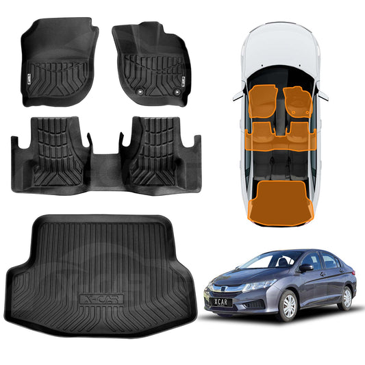 3D Floor Mats Boot Liner for Honda City Auto 2014-2020 All Weather Heavy Duty Cargo Car Trunk Luggage Tray