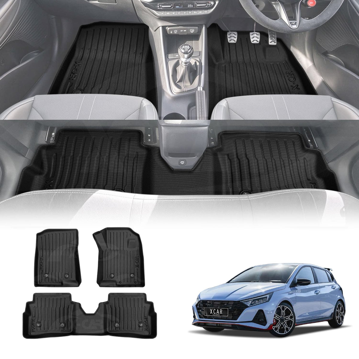 3D Floor Mats for Hyundai i20 BC3 Series 2020-Onwards Heavy Duty All Weather Car Waterproof Interior Protection Liner Set