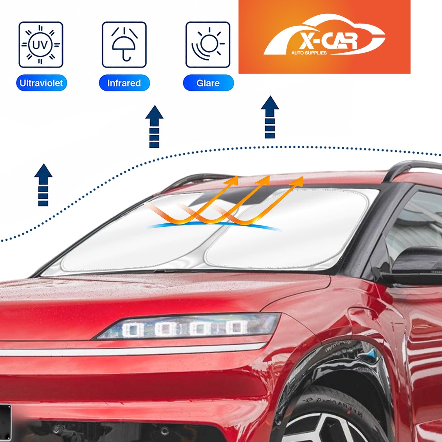 WindScreen Sun Shade for Hyundai ELEXIO 2025-Onwards Blocks UV Rays Sun Visor Protector Foldable Sunshade