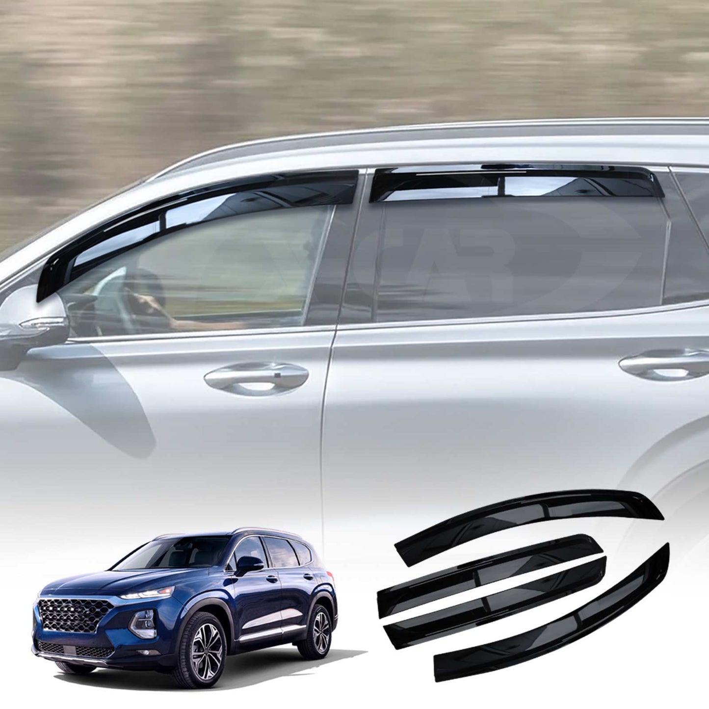 Weathershields for Hyundai SantaFe Santa Fe 2018-2023 Car Weather Shields Wind Deflectors Window Sun Visor 4-Piece Set