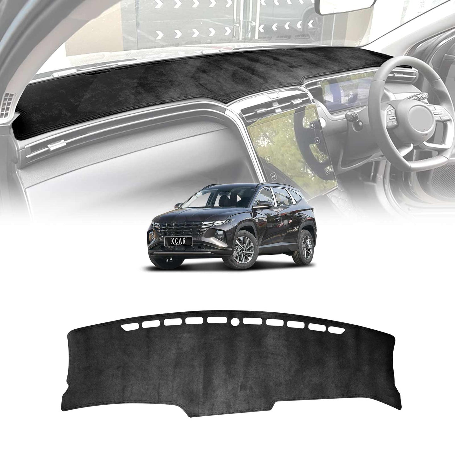 Dash Mat Pad Cover for Hyundai Tucson Highlander/ N Line 2021-2024 Non-Slip Microfiber Leather