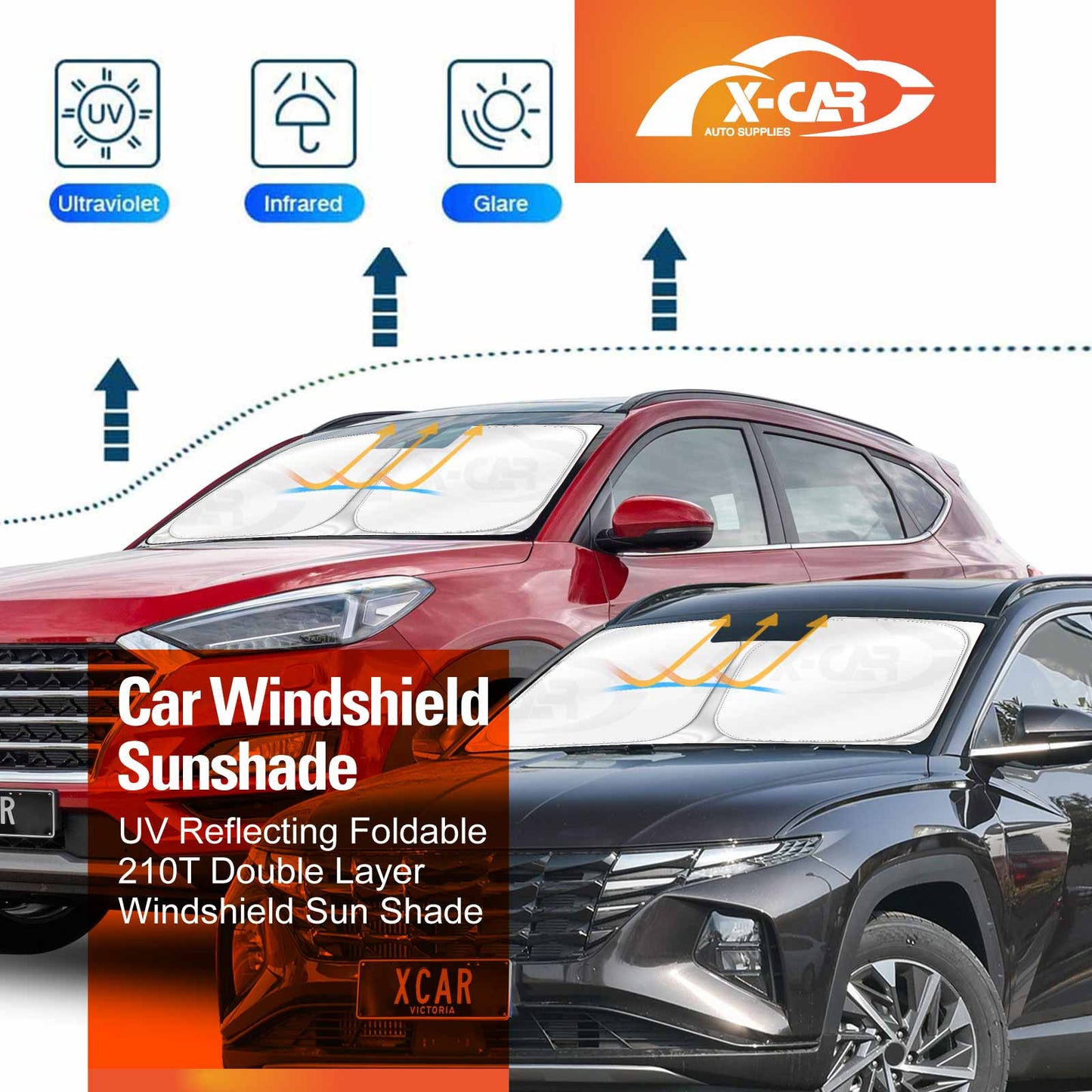WindScreen Sun Shade for Hyundai Tucson 2015-2025 Blocks UV Rays Sun Visor Protector Foldable Sunshade