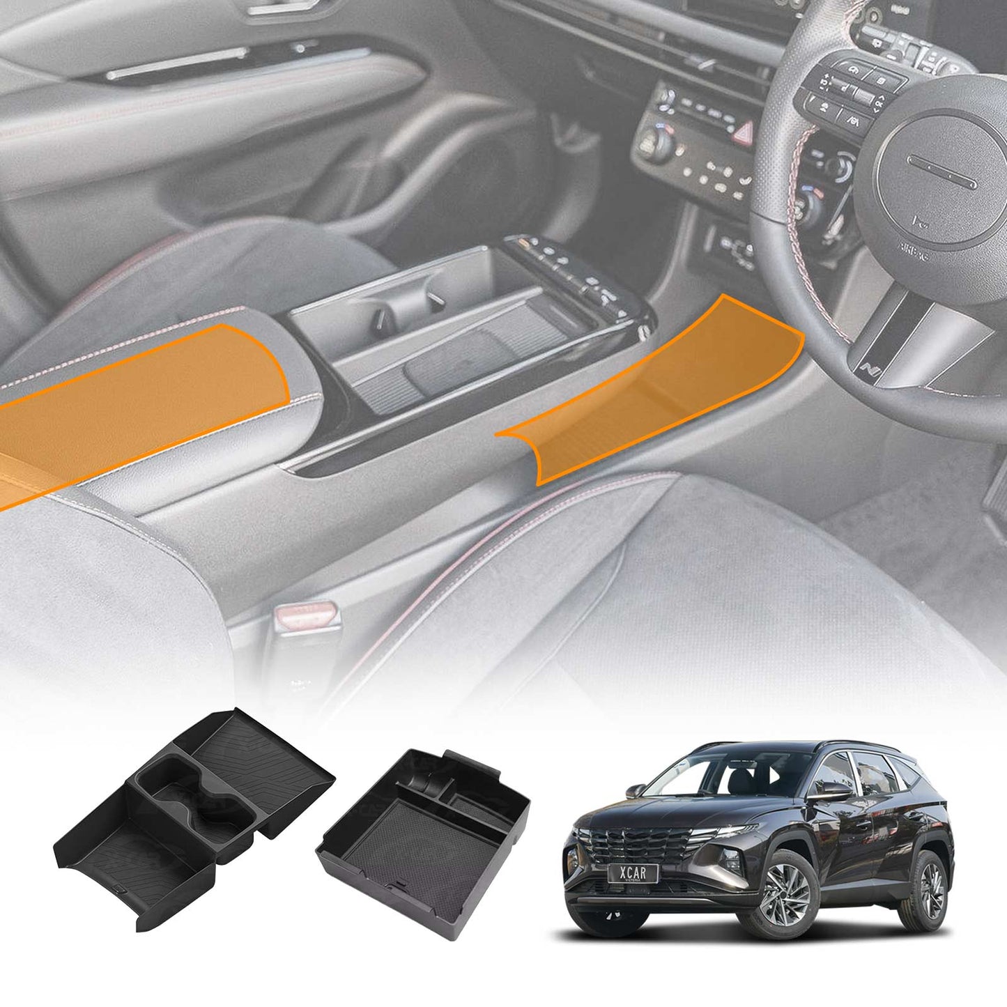 Centre Console Organizer Set for Hyundai Tucson NX4 V3 2025-Onwards Armrest Tray Cup Holder Storage Box Interior Accessories