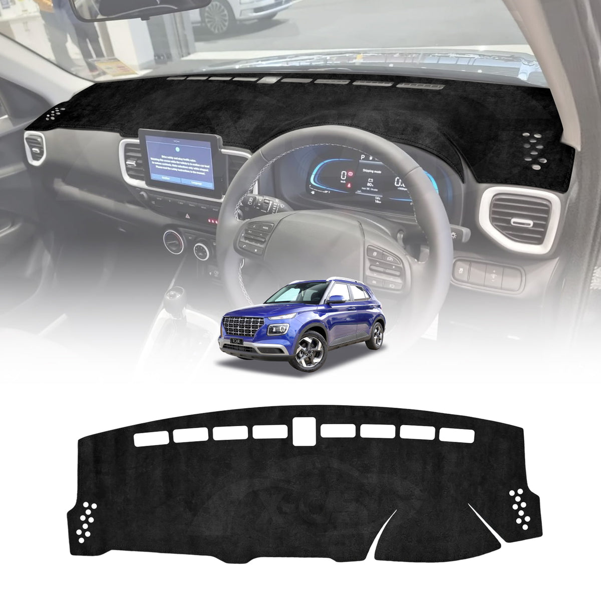 Dash Mat for Hyundai Venue 2019-Onwards Non-Slip Microfiber Pad Cover Interior Accessories