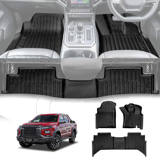 3D Floor Mats for JAC T9 Dual Cab 2024-Onwards Heavy Duty All Weather Car Waterproof Interior Protection Liner Set